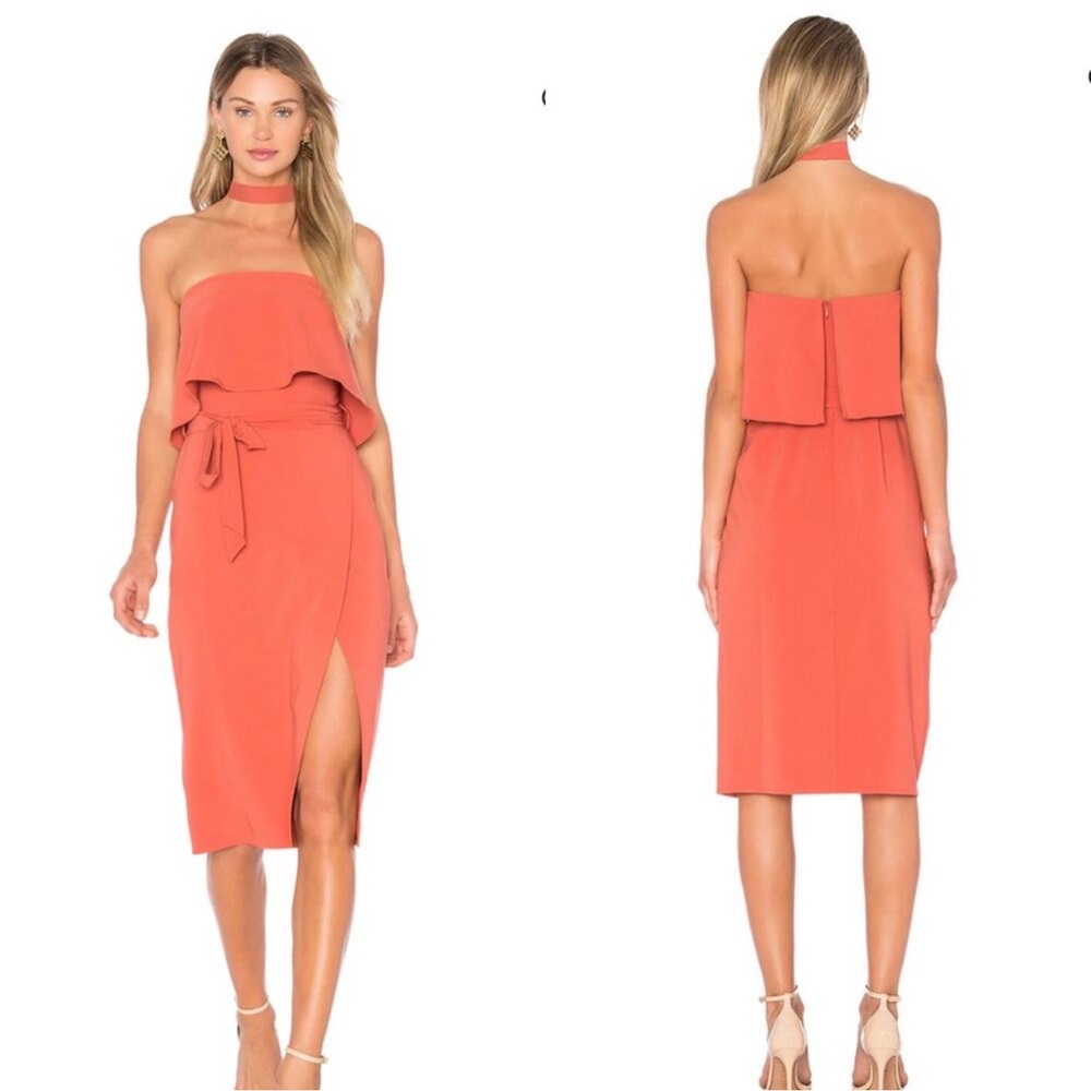 Lover and Friends Violet Midi Dress in Orange Size Small